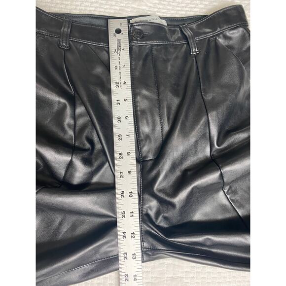 ABERCROMBIE PANTS 8 SPLIT HEM BLACK LEATHER VEGAN THE SKINNY ULTRA HIGH RISE - Picture 12 of 15